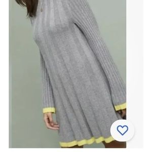 Anthropologie Arsenau Sweater Dress Ribbed Knit Mock Neck Bell Sleeve
